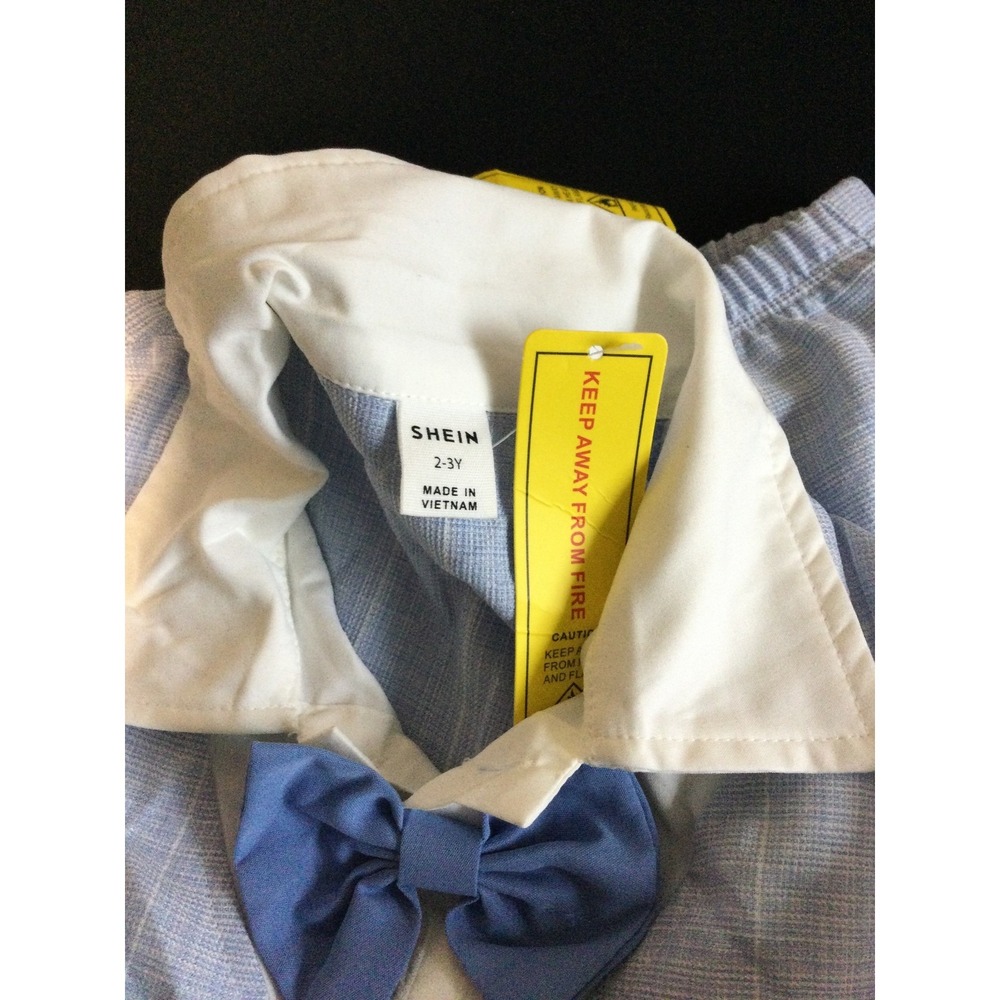 Kids Baby Blue Plaid Vest Outfit‎ Set with Bowtie, Toddler Formal Wear 2-3 year - Picture 3 of 5